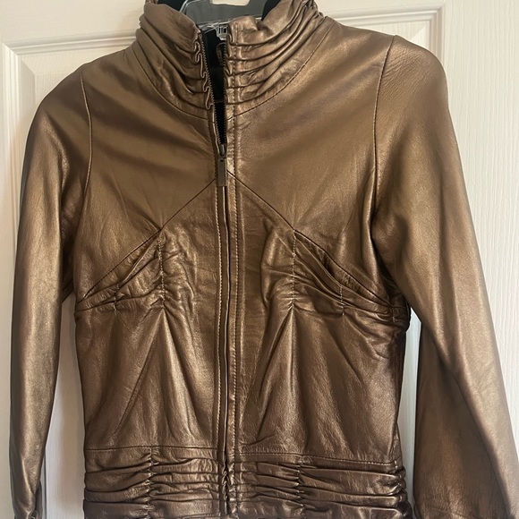 Bronze leather jacket size Small - Picture 3 of 13